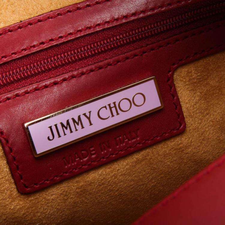 Pre Owned Jimmy Choo Red Calfskin Catherine Box Satchel 