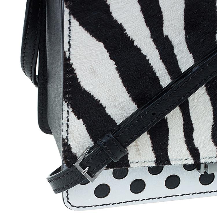 Pre Owned Jimmy Choo Black/White Zebra Print Calf Hair and Leather Amie Satchel