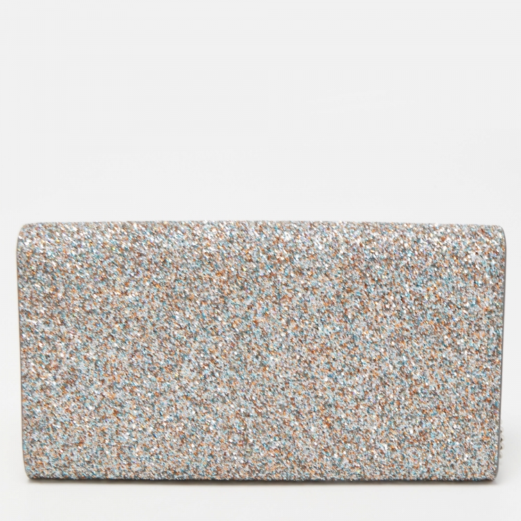 Pre Owned Jimmy Choo Multicolor Glitter Candy Chain Clutch
