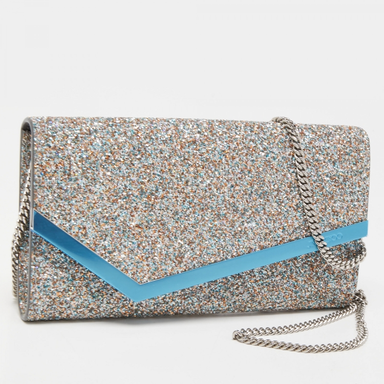 Pre Owned Jimmy Choo Multicolor Glitter Candy Chain Clutch