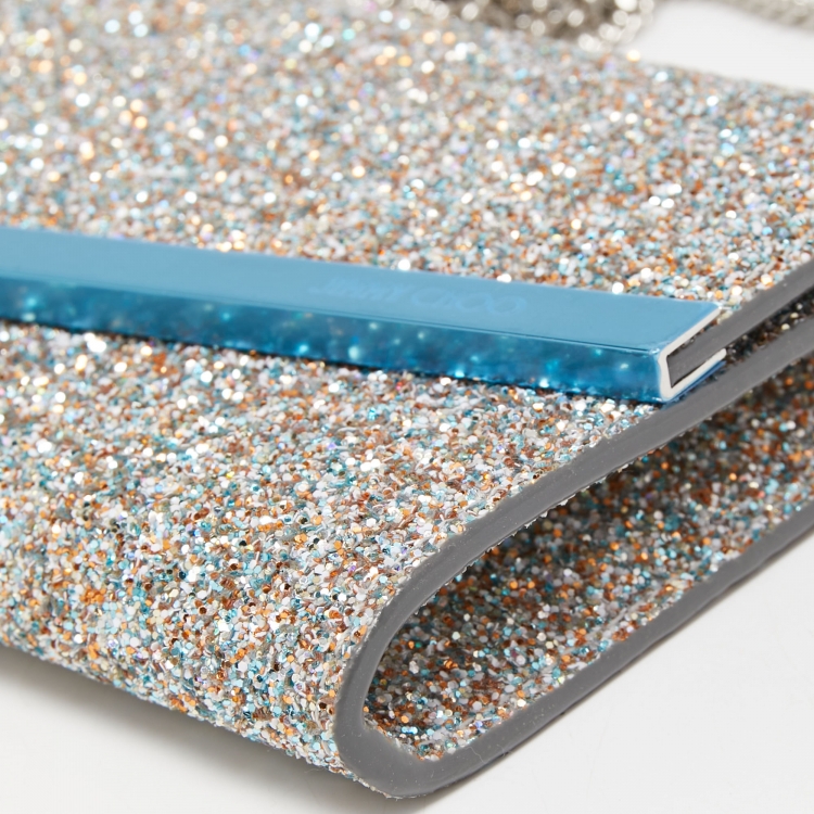 Pre Owned Jimmy Choo Multicolor Glitter Candy Chain Clutch