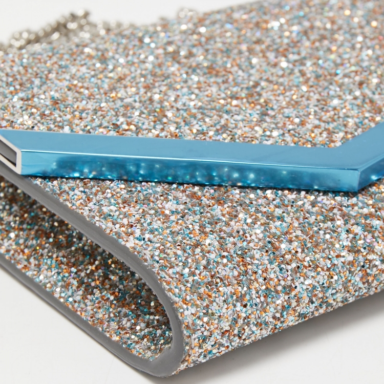 Pre Owned Jimmy Choo Multicolor Glitter Candy Chain Clutch