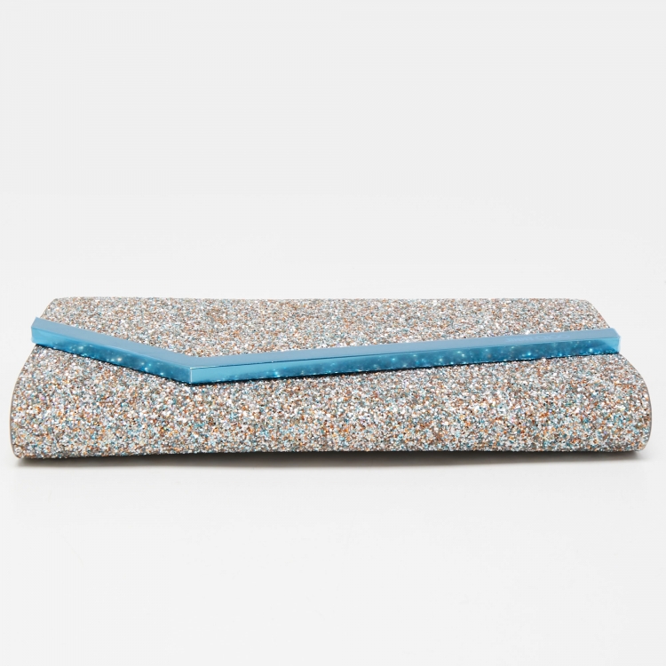 Pre Owned Jimmy Choo Multicolor Glitter Candy Chain Clutch
