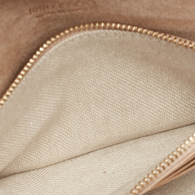 Pre Owned Jimmy Choo Gold Coarse Glitter Emmie Clutch