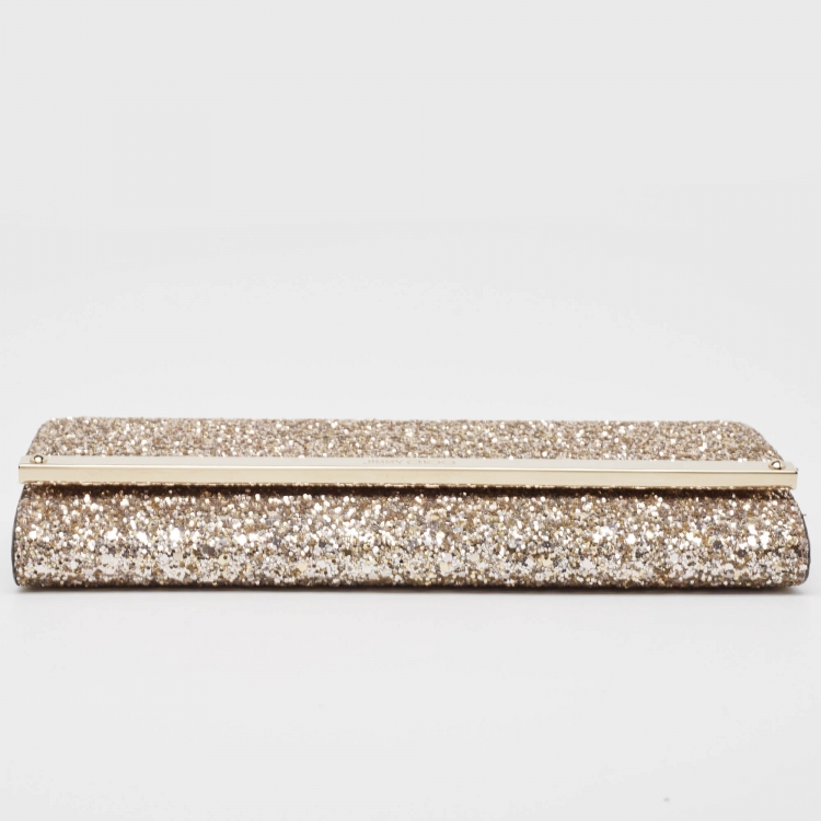 Pre Owned Jimmy Choo Gold/Silver Glitter Milla Chain Clutch