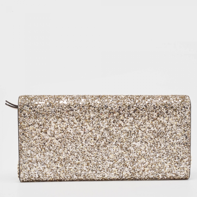 Pre Owned Jimmy Choo Gold/Silver Glitter Milla Chain Clutch