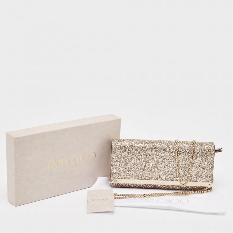 Pre Owned Jimmy Choo Gold/Silver Glitter Milla Chain Clutch