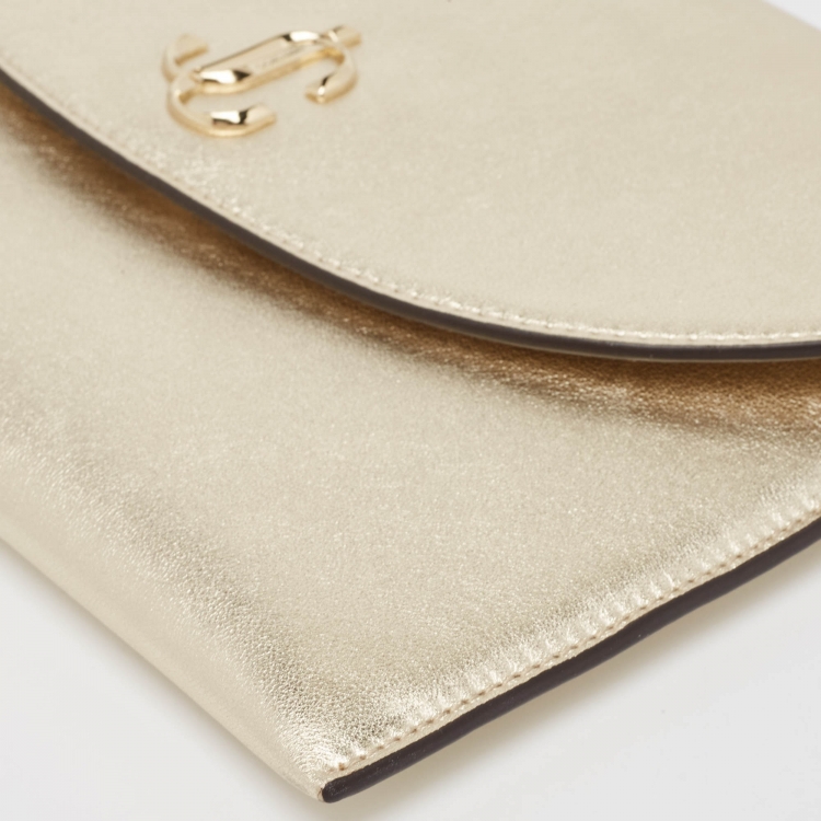 Pre Owned Jimmy Choo Gold Leather JC Envelope Pouch