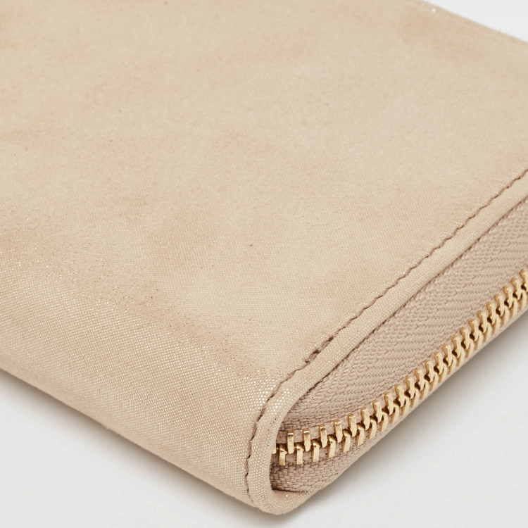 Pre Owned Jimmy Choo Gold Shimmer Leather Pippa Continental Wallet