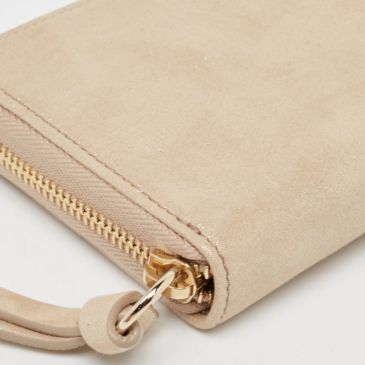 Pre Owned Jimmy Choo Gold Shimmer Leather Pippa Continental Wallet