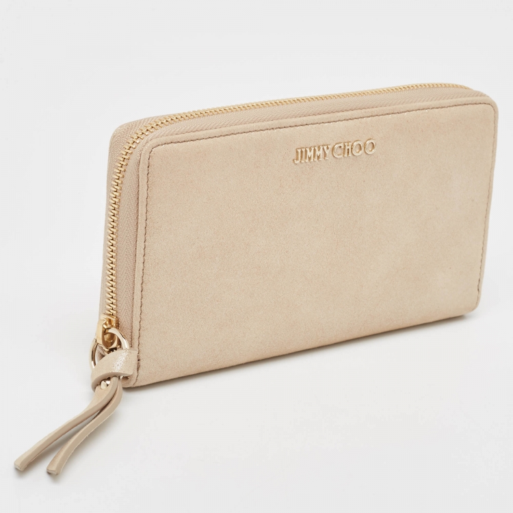 Pre Owned Jimmy Choo Gold Shimmer Leather Pippa Continental Wallet