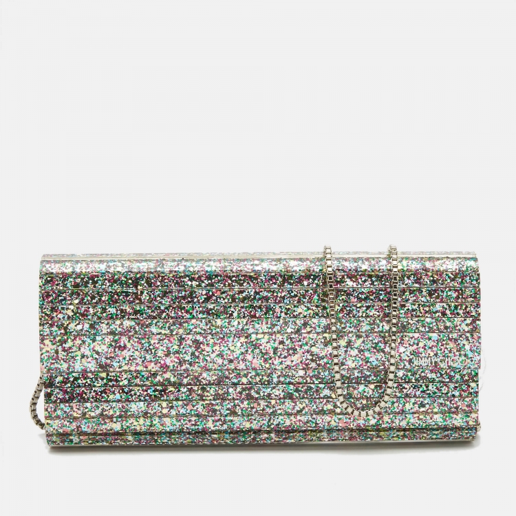 Pre Owned Jimmy Choo Multicolor Glitter Acrylic Sweetie Chain Clutch