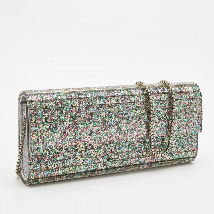 Pre Owned Jimmy Choo Multicolor Glitter Acrylic Sweetie Chain Clutch