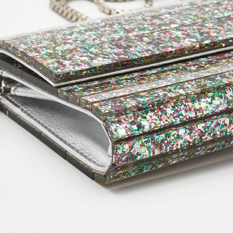 Pre Owned Jimmy Choo Multicolor Glitter Acrylic Sweetie Chain Clutch