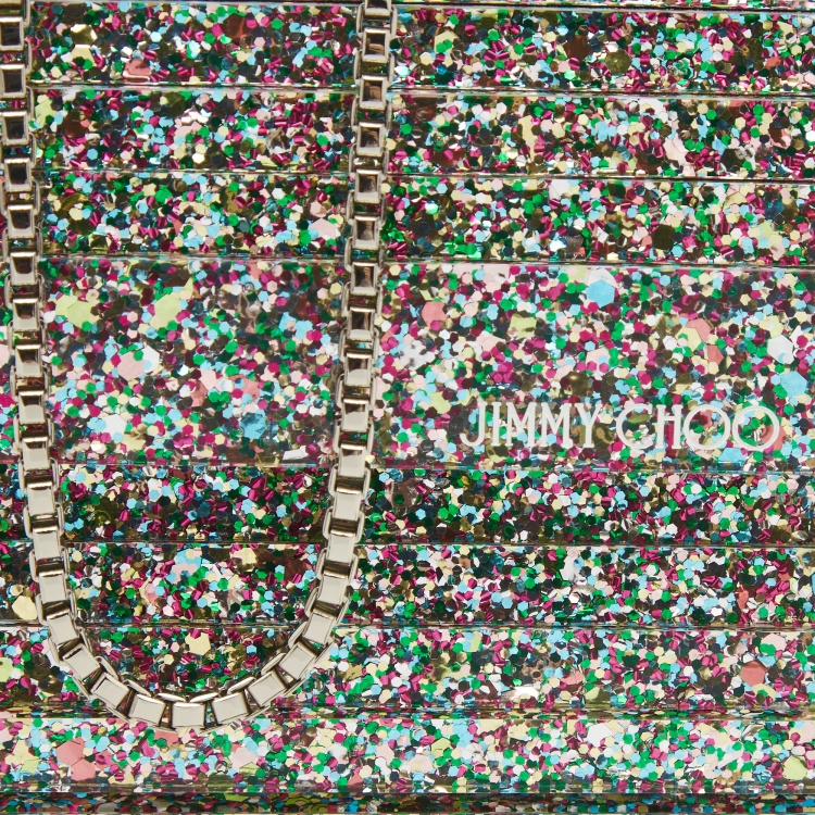 Pre Owned Jimmy Choo Multicolor Glitter Acrylic Sweetie Chain Clutch