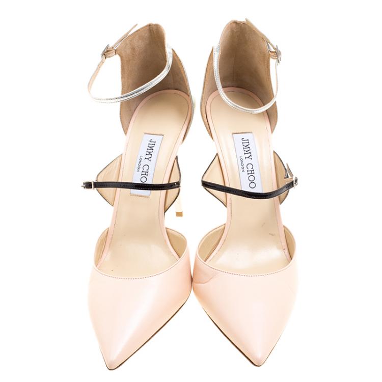 Pre Owned Jimmy Choo Tricolor Leather Typhoon Dual Strap Pointed Toe Pumps Size 42