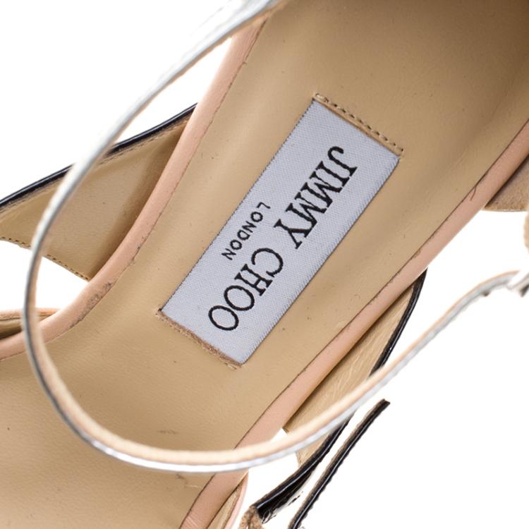 Pre Owned Jimmy Choo Tricolor Leather Typhoon Dual Strap Pointed Toe Pumps Size 42
