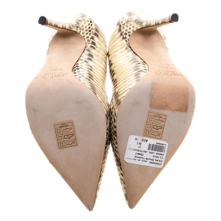 Pre Owned Jimmy Choo Two Tone Python Leather Anouk Pointed Toe Pumps Size 35.5