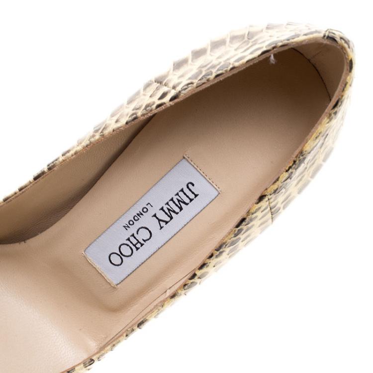 Pre Owned Jimmy Choo Two Tone Python Leather Anouk Pointed Toe Pumps Size 35.5