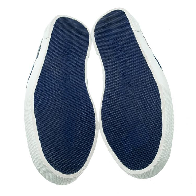 مملوكة مسبقًا Jimmy Choo Blue Denim Micro Studded Demi Slip On Sneakers Size 42