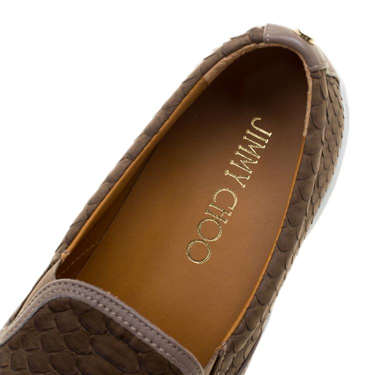 Pre Owned Jimmy Choo Beige Python Demi Loafers Size 40