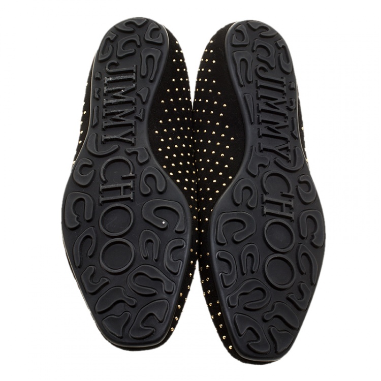 Pre Owned Jimmy Choo Black Studded Wheel Smoking Slippers Size 36.5