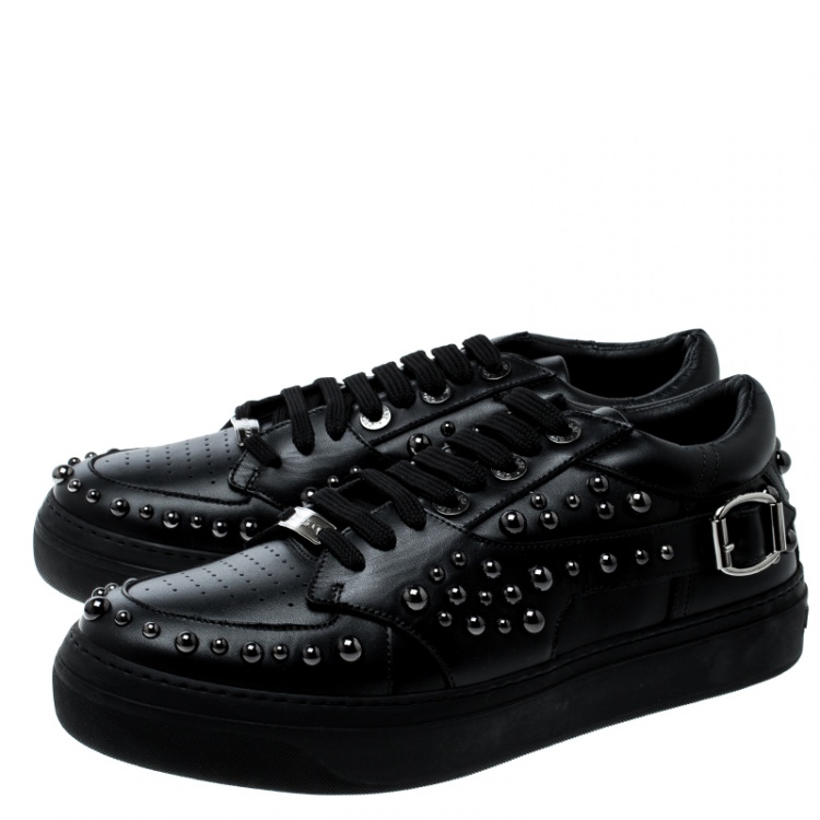 Pre Owned Jimmy Choo Black Studded Leather Roman Sneakers Size 42