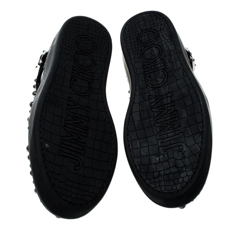 Pre Owned Jimmy Choo Black Studded Leather Roman Sneakers Size 42