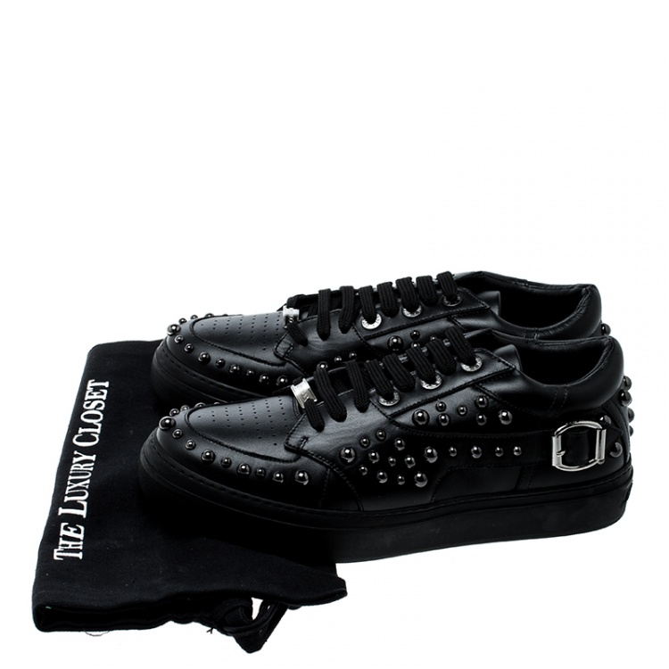 Pre Owned Jimmy Choo Black Studded Leather Roman Sneakers Size 42