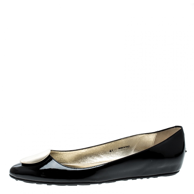 Pre Owned Jimmy Choo Black Patent Leather Wray Flats Size 41
