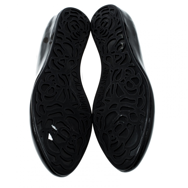 Pre Owned Jimmy Choo Black Patent Leather Wray Flats Size 41