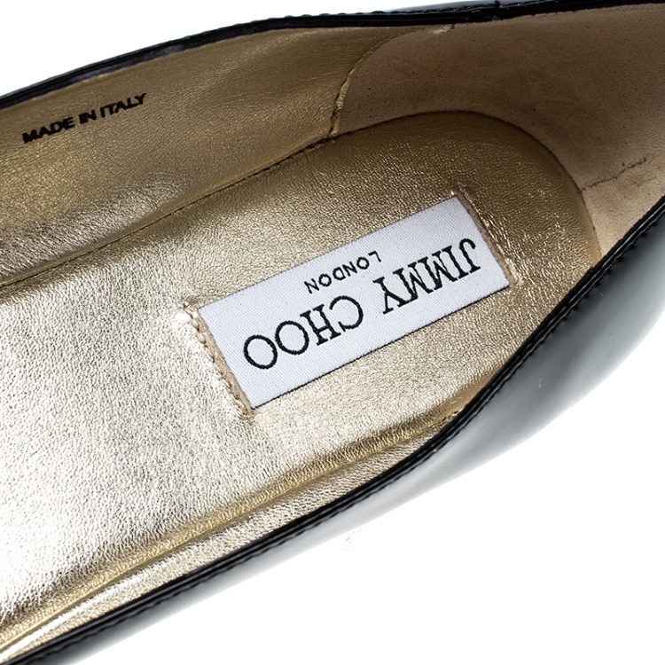 Pre Owned Jimmy Choo Black Patent Leather Wray Flats Size 41