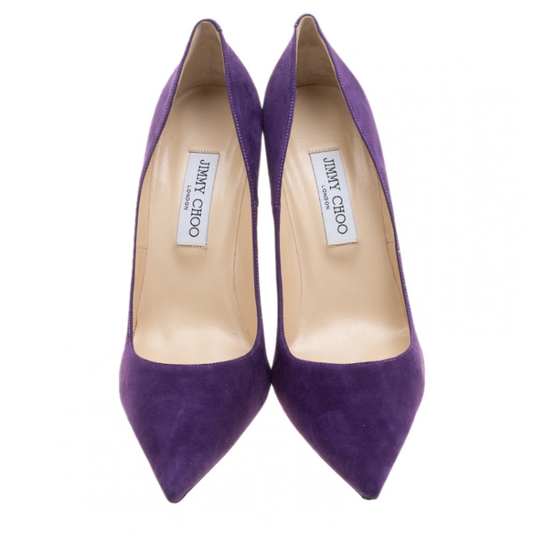 Pre Owned Jimmy Choo Purple Suede Abel Pointed Toe Pumps Size 41