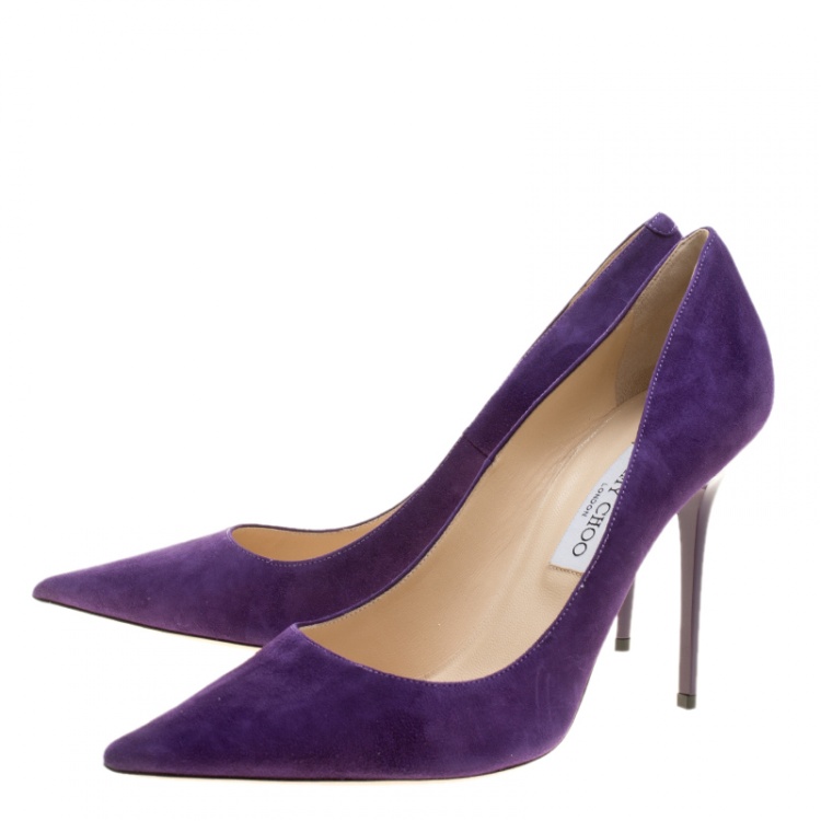 Pre Owned Jimmy Choo Purple Suede Abel Pointed Toe Pumps Size 41