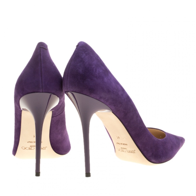 Pre Owned Jimmy Choo Purple Suede Abel Pointed Toe Pumps Size 41