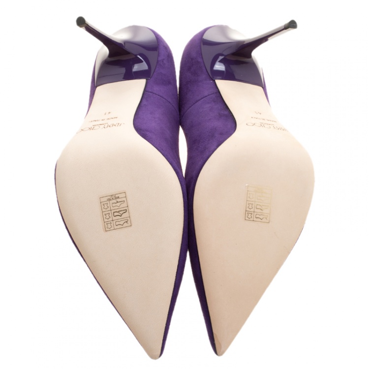 Pre Owned Jimmy Choo Purple Suede Abel Pointed Toe Pumps Size 41