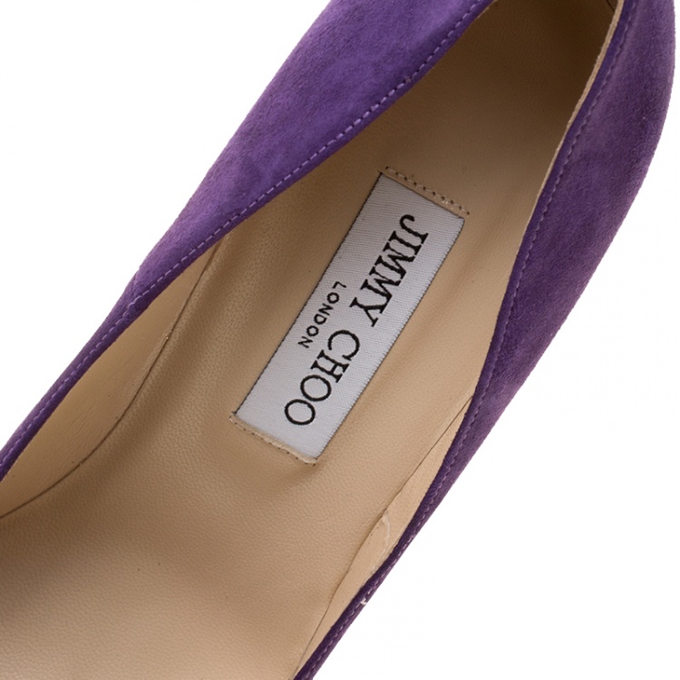 Pre Owned Jimmy Choo Purple Suede Abel Pointed Toe Pumps Size 41