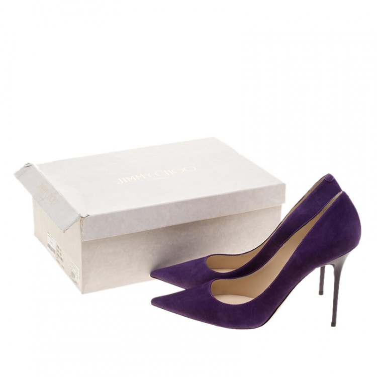 Pre Owned Jimmy Choo Purple Suede Abel Pointed Toe Pumps Size 41