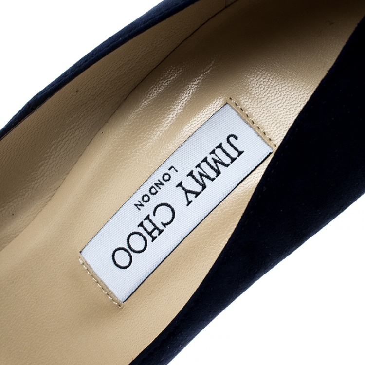 Pre Owned Jimmy Choo Navy Blue Suede Abel Pointed Toe Pumps Size 41