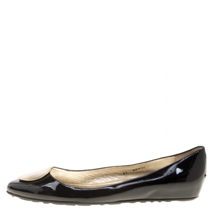 Pre Owned Jimmy Choo Black Patent Leather Wray Flats Size 41