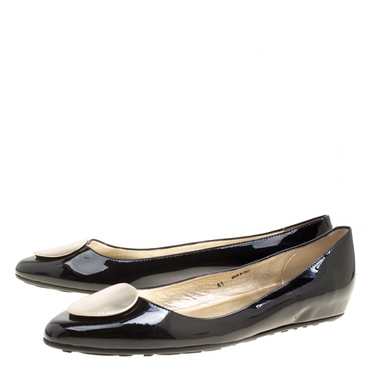 Pre Owned Jimmy Choo Black Patent Leather Wray Flats Size 41