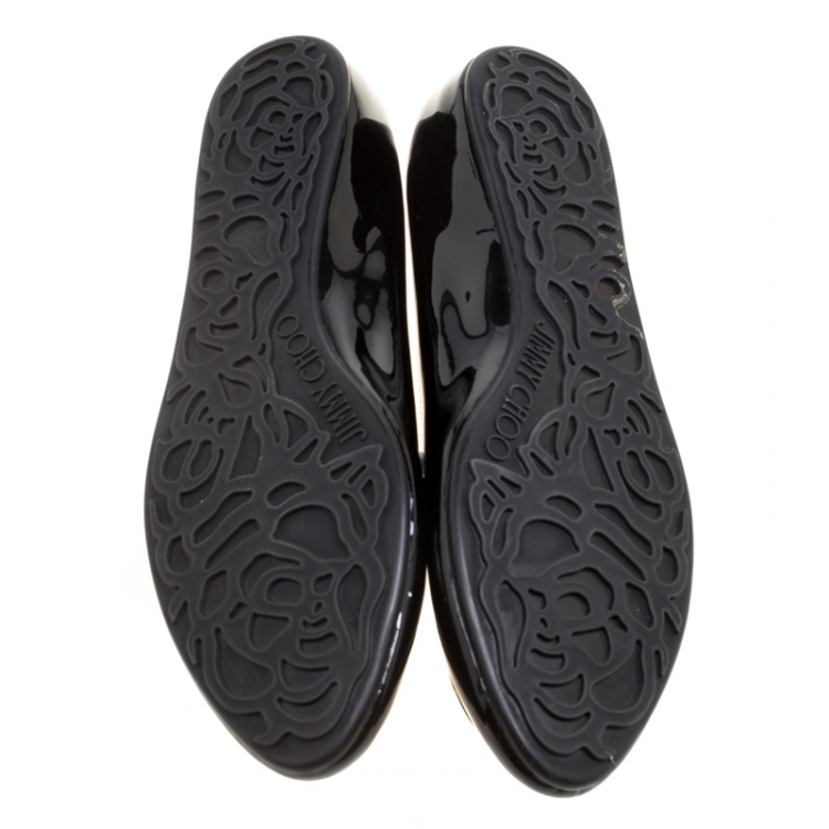 Pre Owned Jimmy Choo Black Patent Leather Wray Flats Size 41