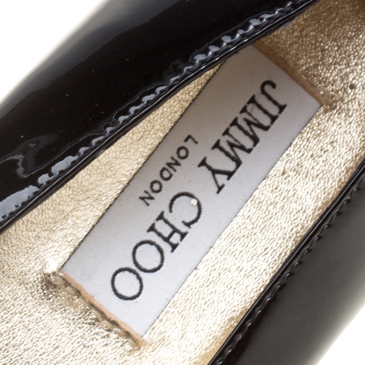 Pre Owned Jimmy Choo Black Patent Leather Wray Flats Size 41