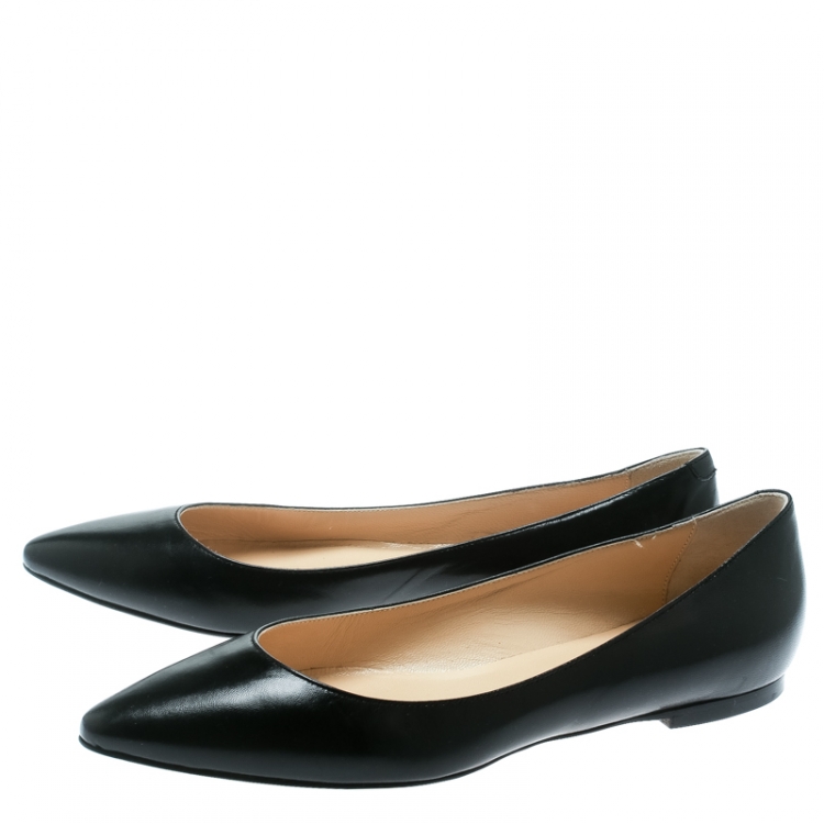 Pre Owned Jimmy Choo Black Leather Romy Ballet Flats Size 38.5