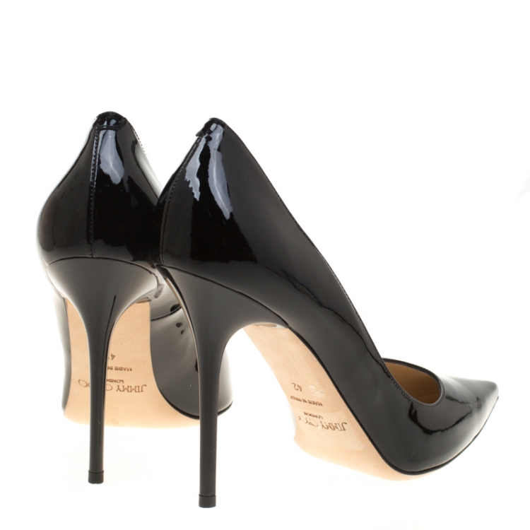 Pre Owned Jimmy Choo Black Patent Leather Abel Pointed Toe Pumps Size 42