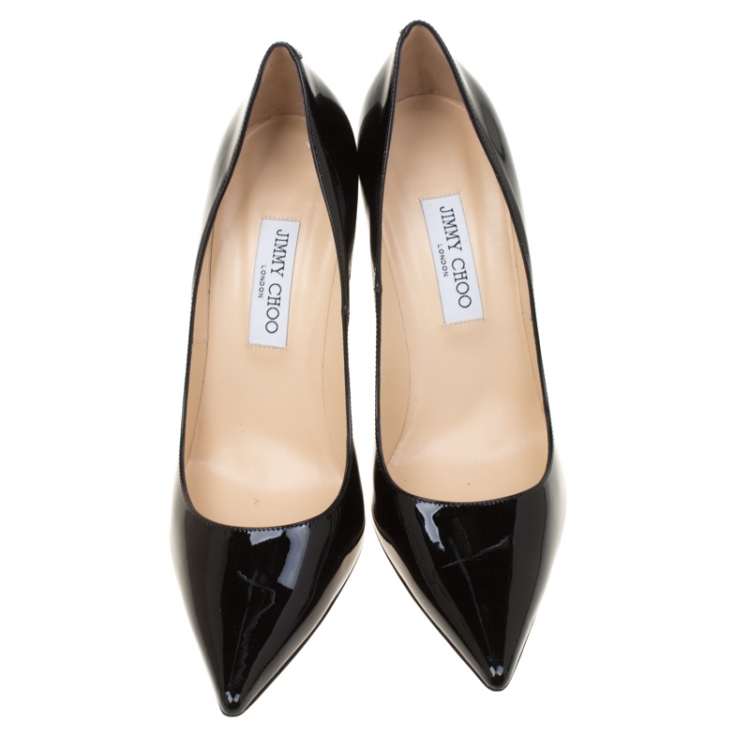 Pre Owned Jimmy Choo Black Patent Leather Abel Pointed Toe Pumps Size 42