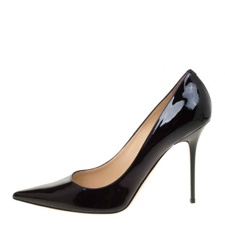 Pre Owned Jimmy Choo Black Patent Leather Abel Pointed Toe Pumps Size 42