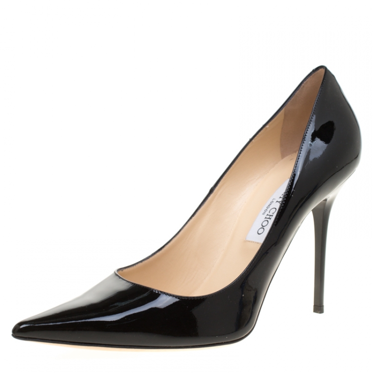 Pre Owned Jimmy Choo Black Patent Leather Abel Pointed Toe Pumps Size 42