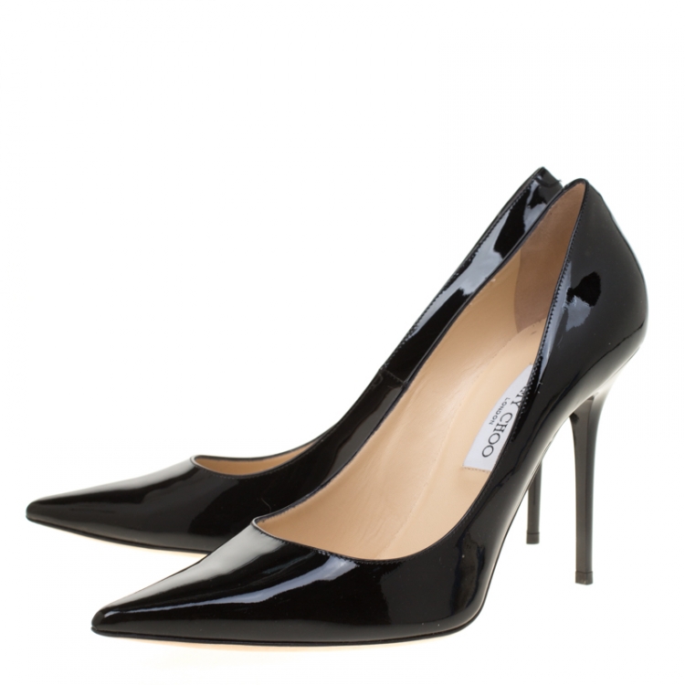 Pre Owned Jimmy Choo Black Patent Leather Abel Pointed Toe Pumps Size 42