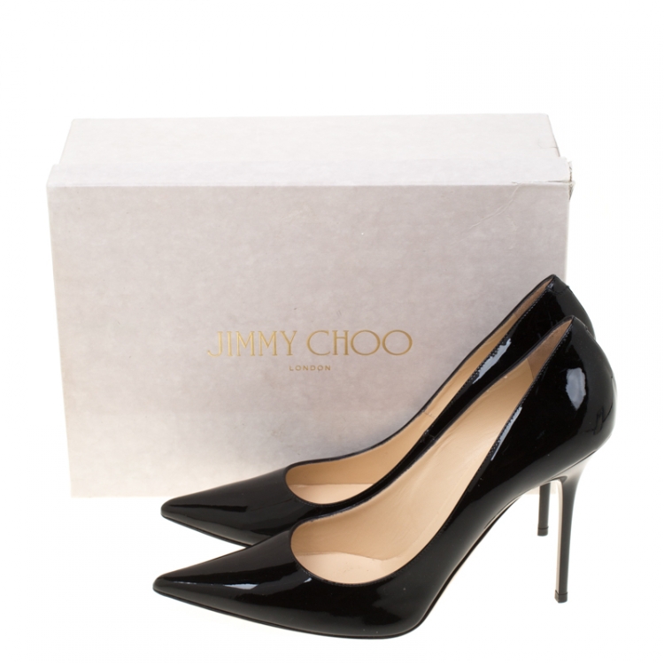Pre Owned Jimmy Choo Black Patent Leather Abel Pointed Toe Pumps Size 42
